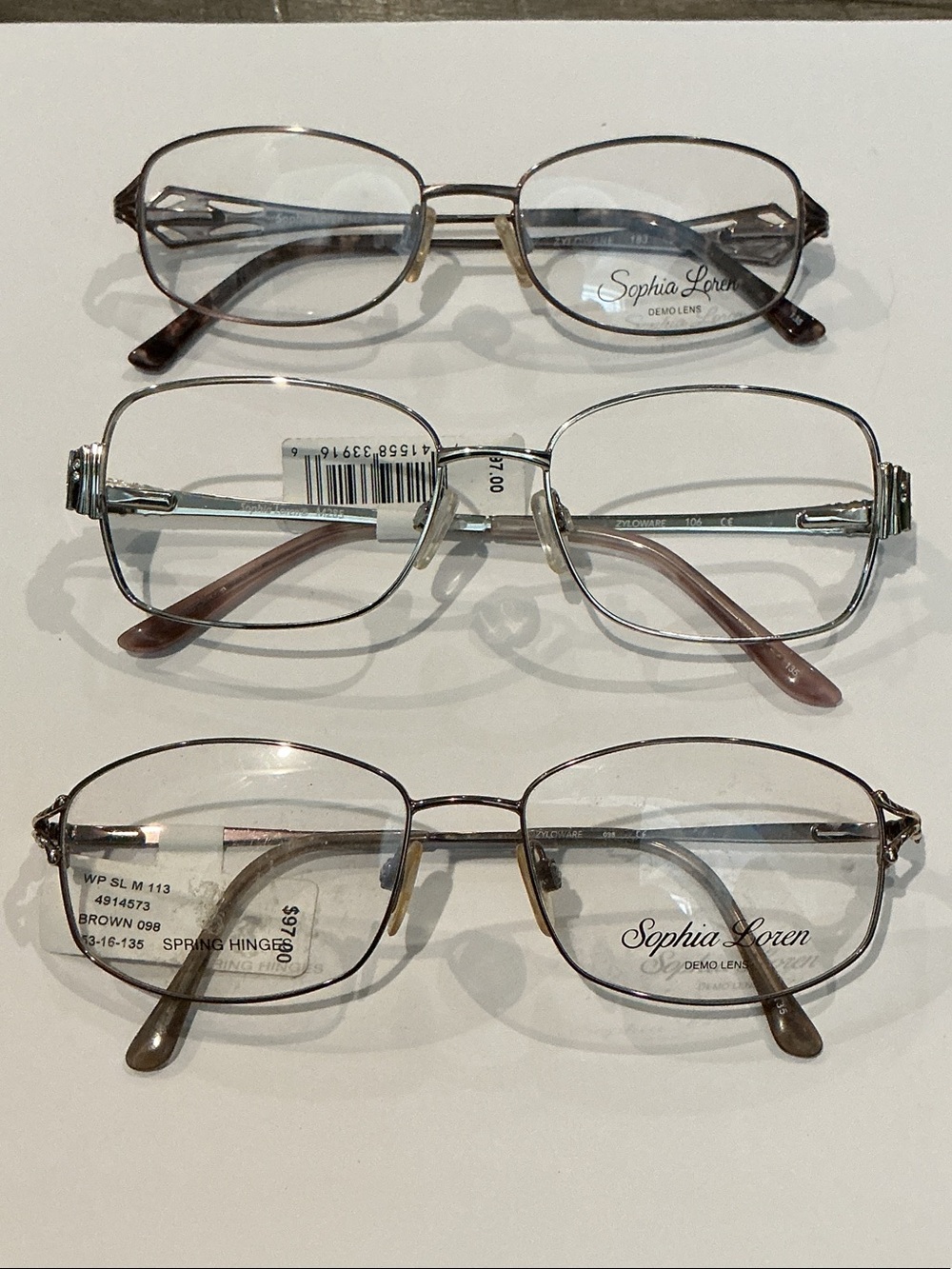 New 3 pairs lot authentic Sophia Loren prescription designer eyeglasses frames